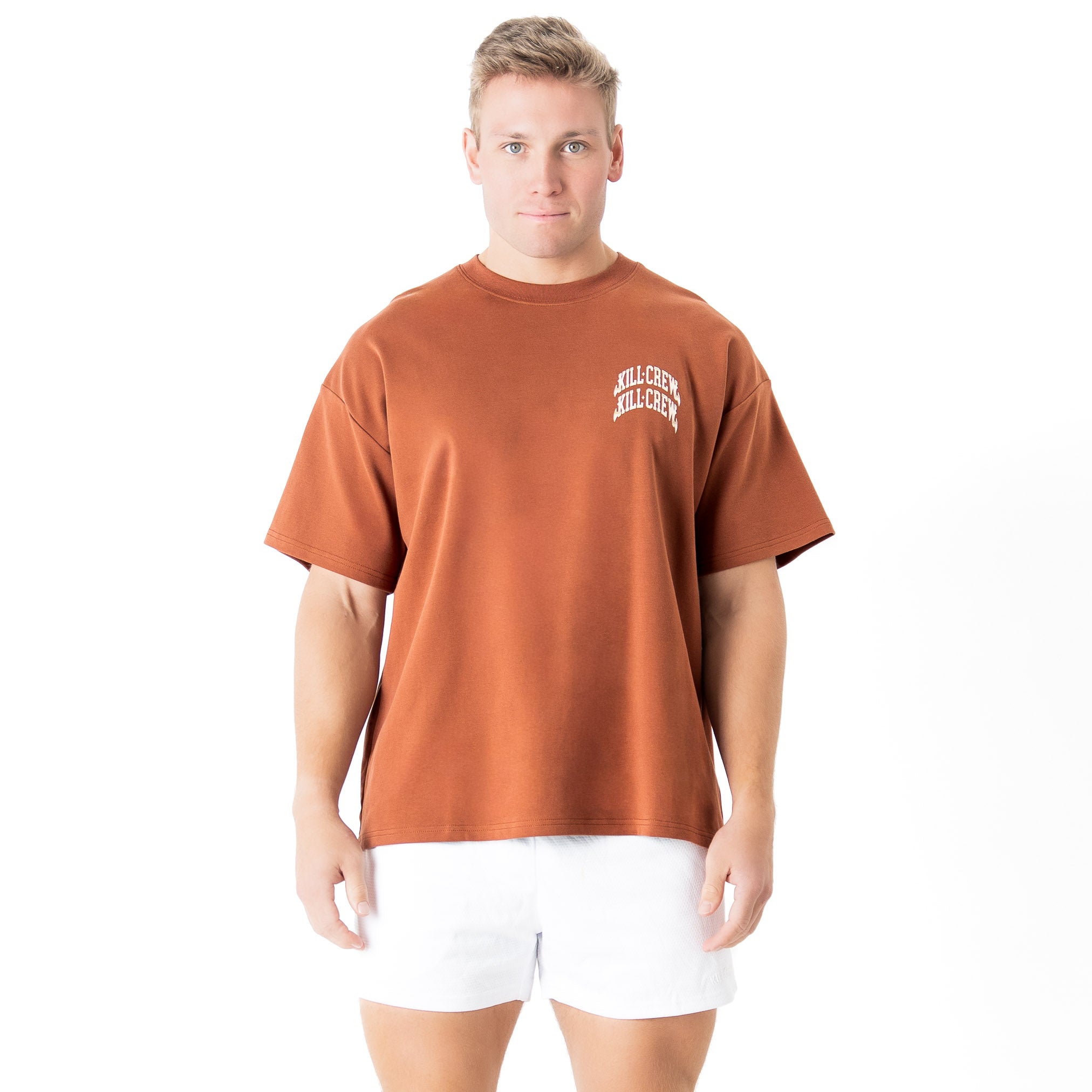 RELAXED FIT NATURAL COTTON CHROME T-SHIRT - BROWN