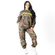OVERSIZED LUX "SCRIPT" CREW NECK - CAMO / GREEN