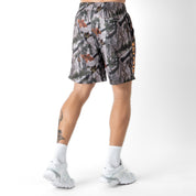 RELAXED CUT SHORTS EMBROIDERED FLAG - CAMO / ORANGE