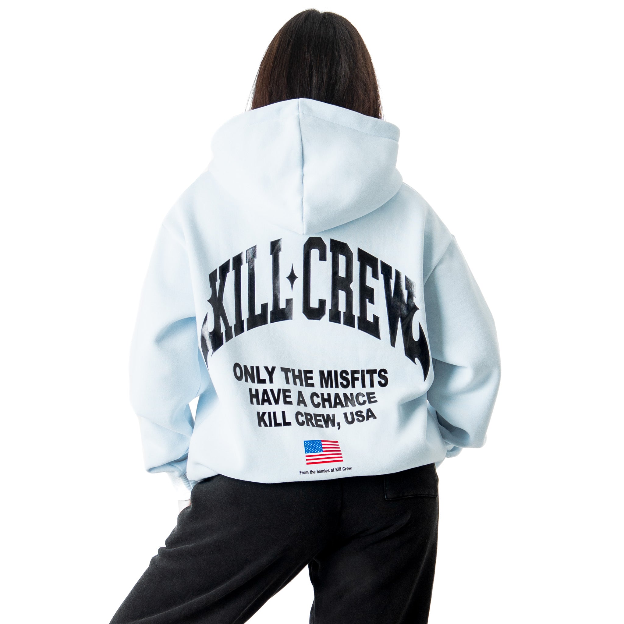 OVERSIZED LUX CHROME HOODIE - BLUE