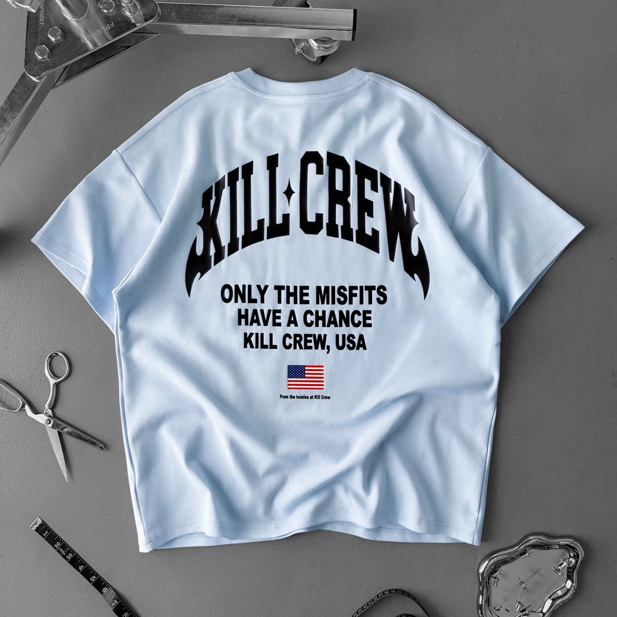 RELAXED FIT NATURAL COTTON CHROME T-SHIRT - BLUE