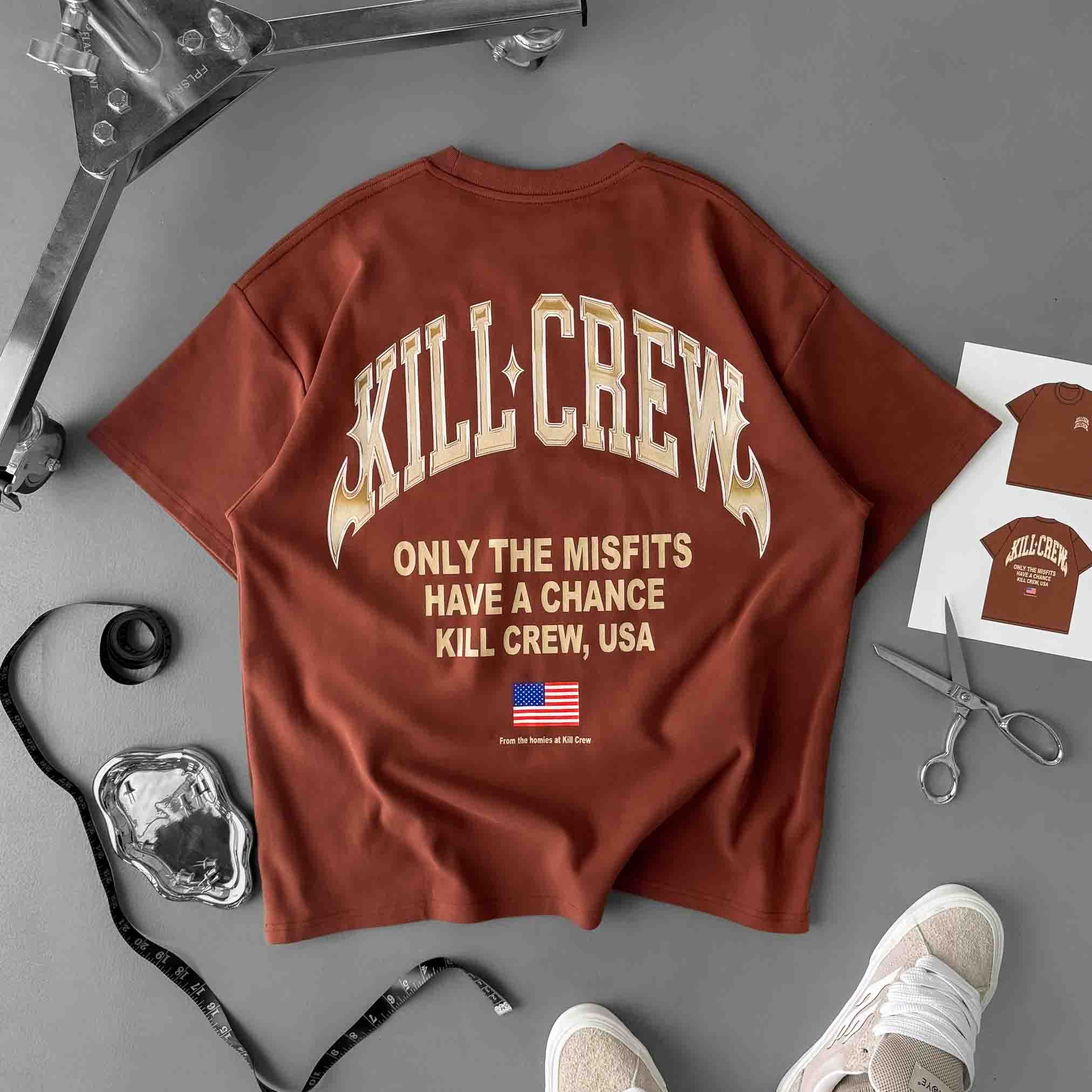 RELAXED FIT NATURAL COTTON CHROME T-SHIRT - BROWN