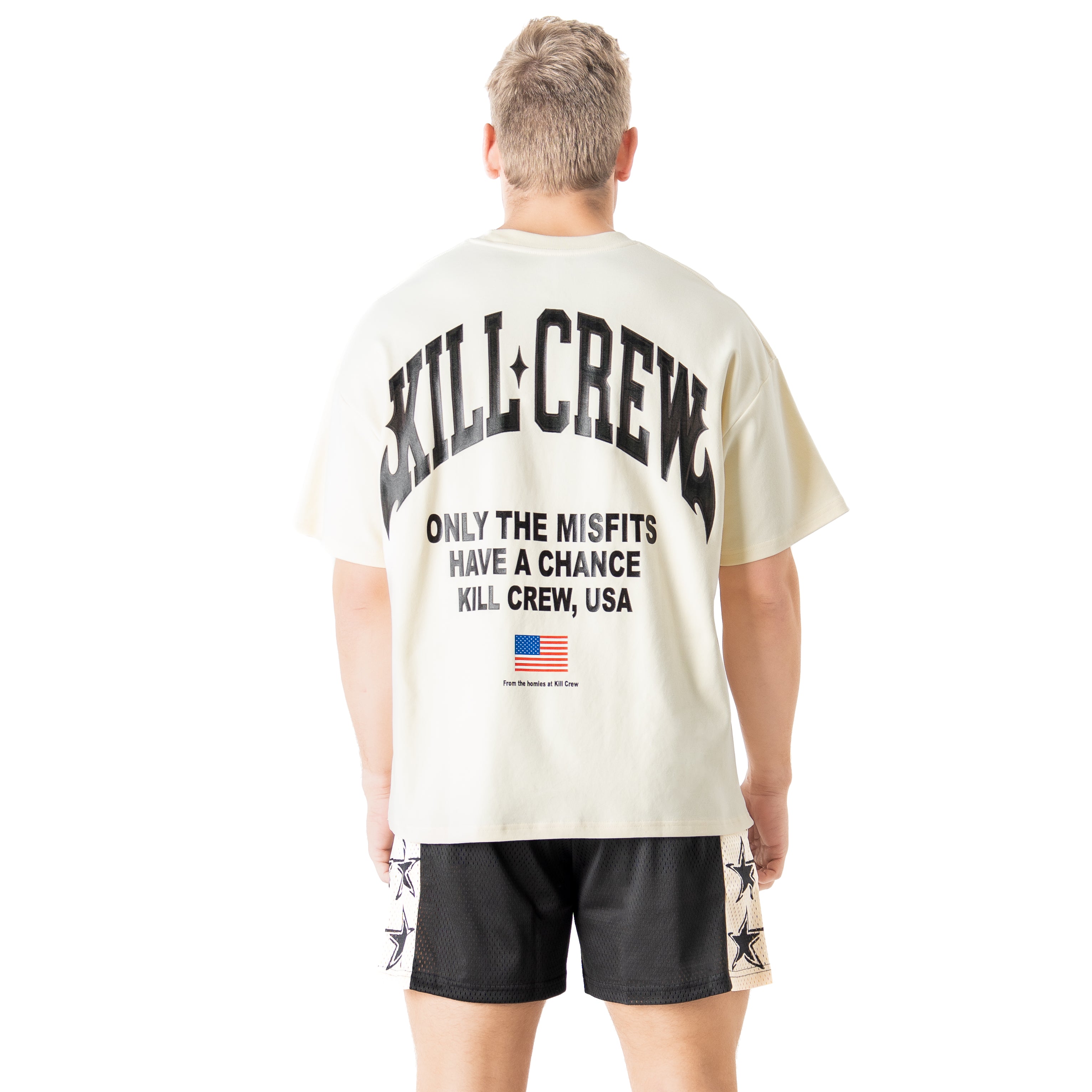 RELAXED FIT NATURAL COTTON CHROME T-SHIRT - CREAM