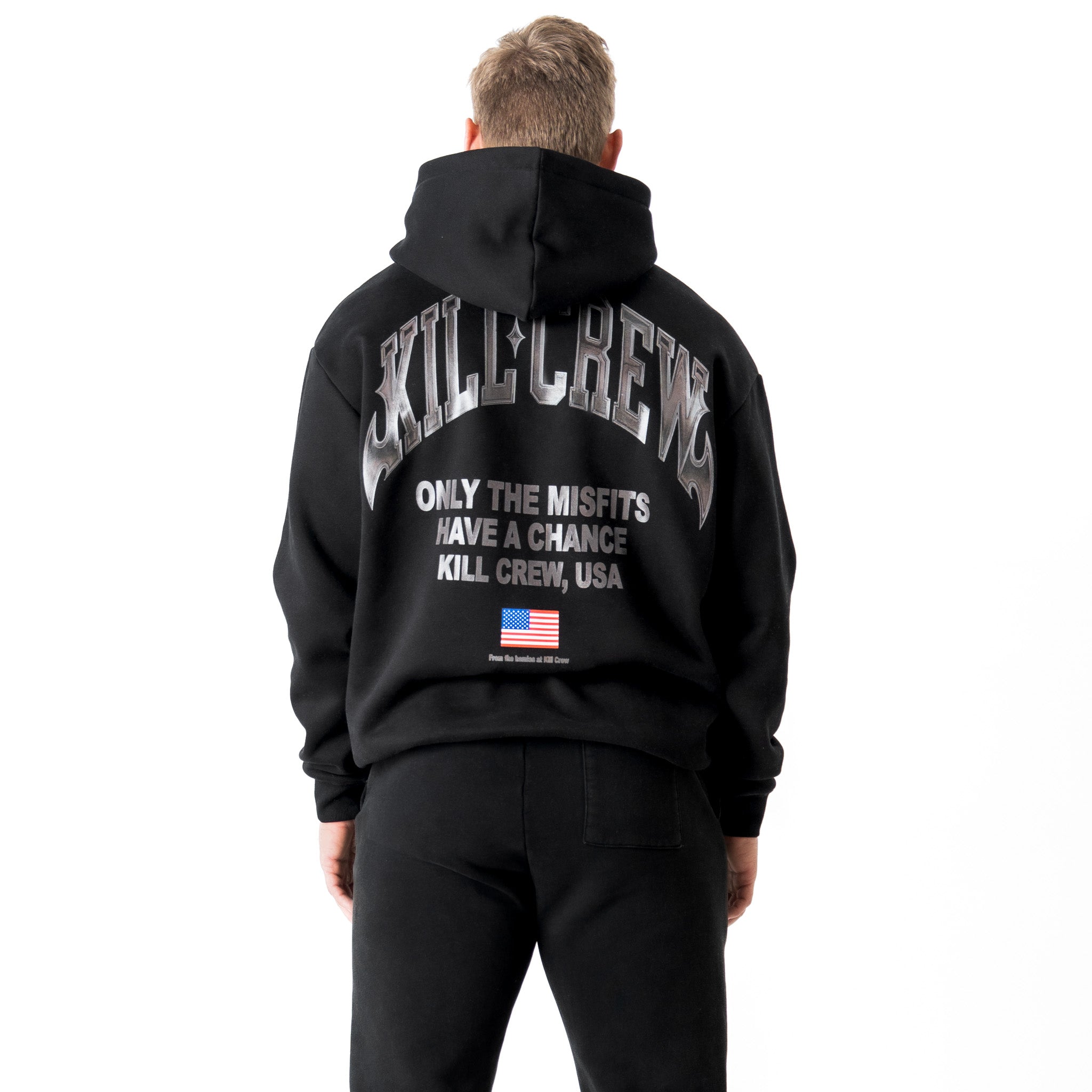 OVERSIZED LUX CHROME HOODIE - BLACKOUT