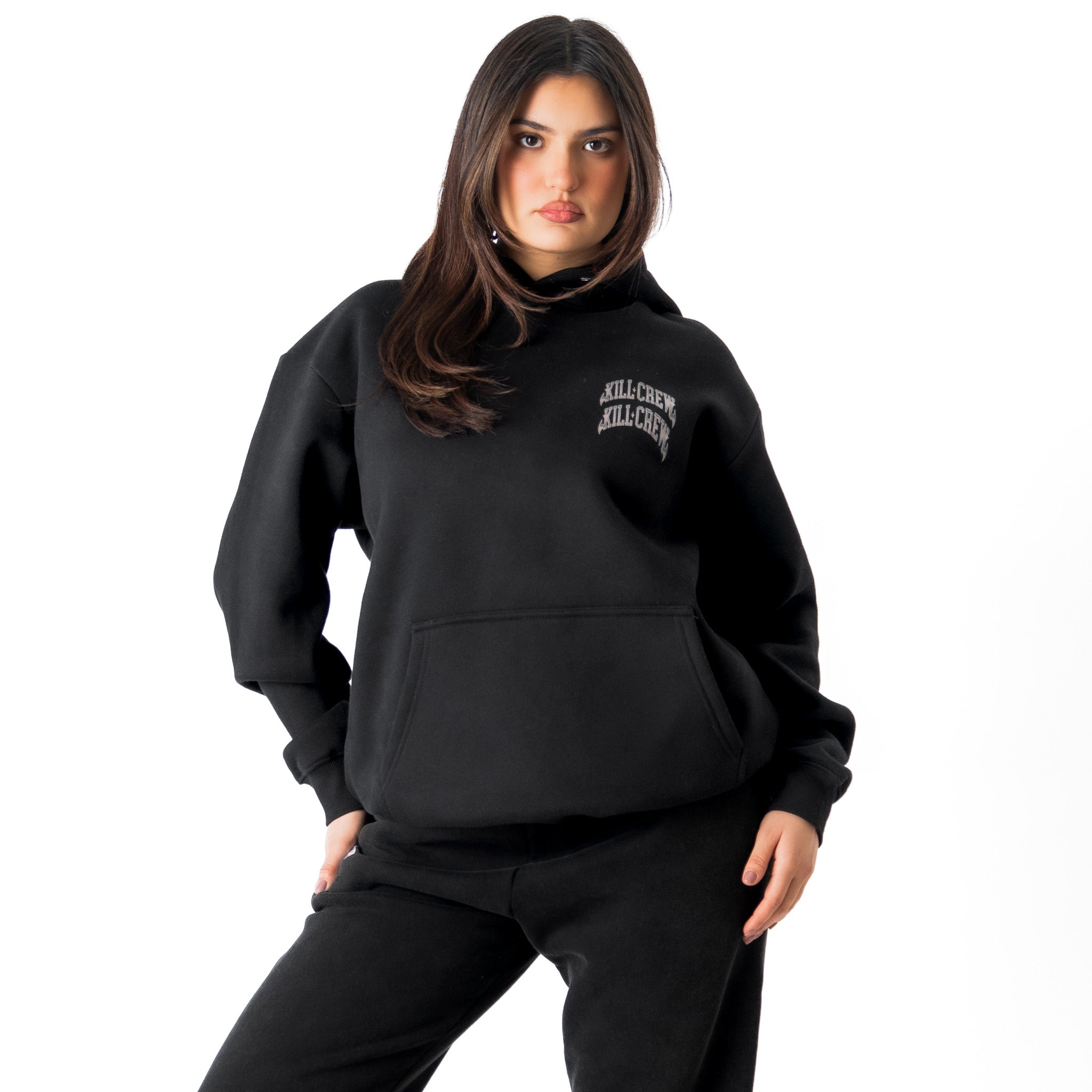 OVERSIZED LUX CHROME HOODIE - BLACKOUT