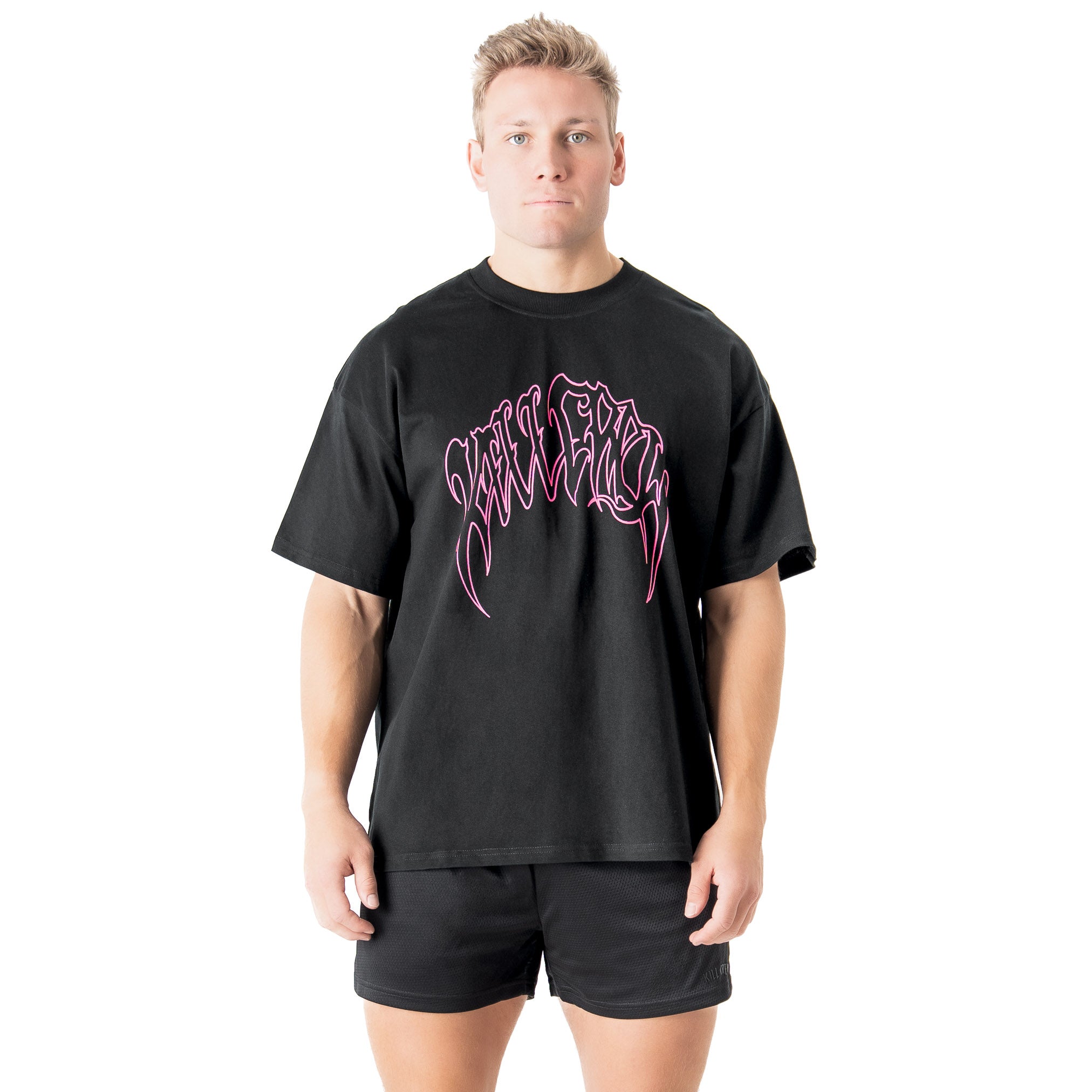OVERSIZED "CLASSIC" T-SHIRT - BLACK / PINK