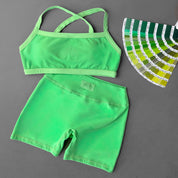 COLOR BLOCK SPORTS BRA - GREEN