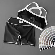 MID RISE COLOR BLOCK BIKER SHORT - BLACK