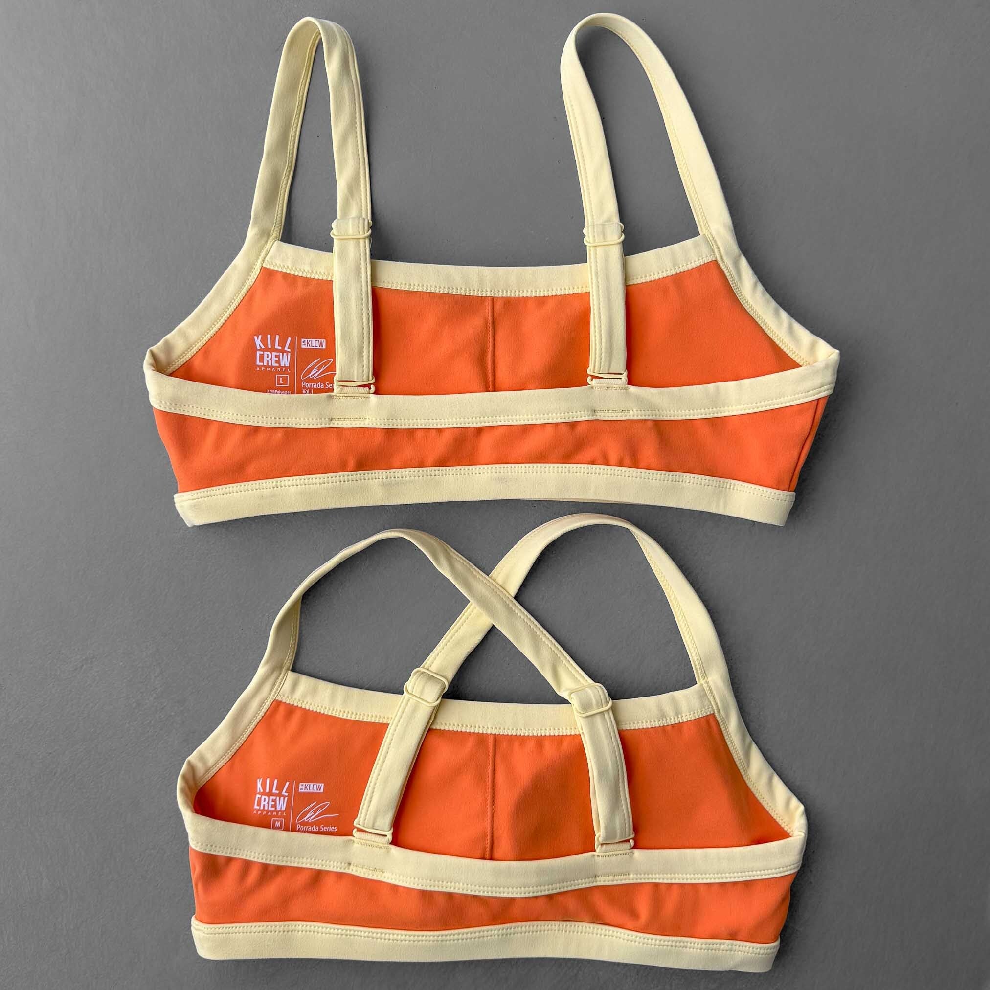 COLOR BLOCK SPORTS BRA - ORANGE