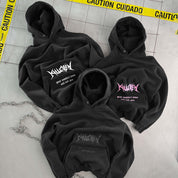 OVERSIZED LUX "COMFORT ZONE" HOODIE - BLACK / WHITE