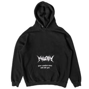 OVERSIZED LUX "COMFORT ZONE" HOODIE - BLACK / WHITE