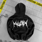OVERSIZED LUX "COMFORT ZONE" HOODIE - BLACK / WHITE