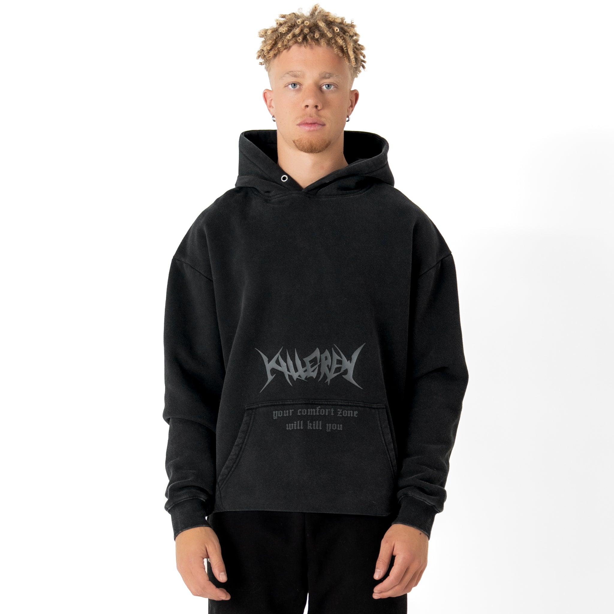 OVERSIZED LUX "COMFORT ZONE" HOODIE - BLACKOUT