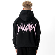 OVERSIZED LUX "COMFORT ZONE" HOODIE - BLACK / PINK