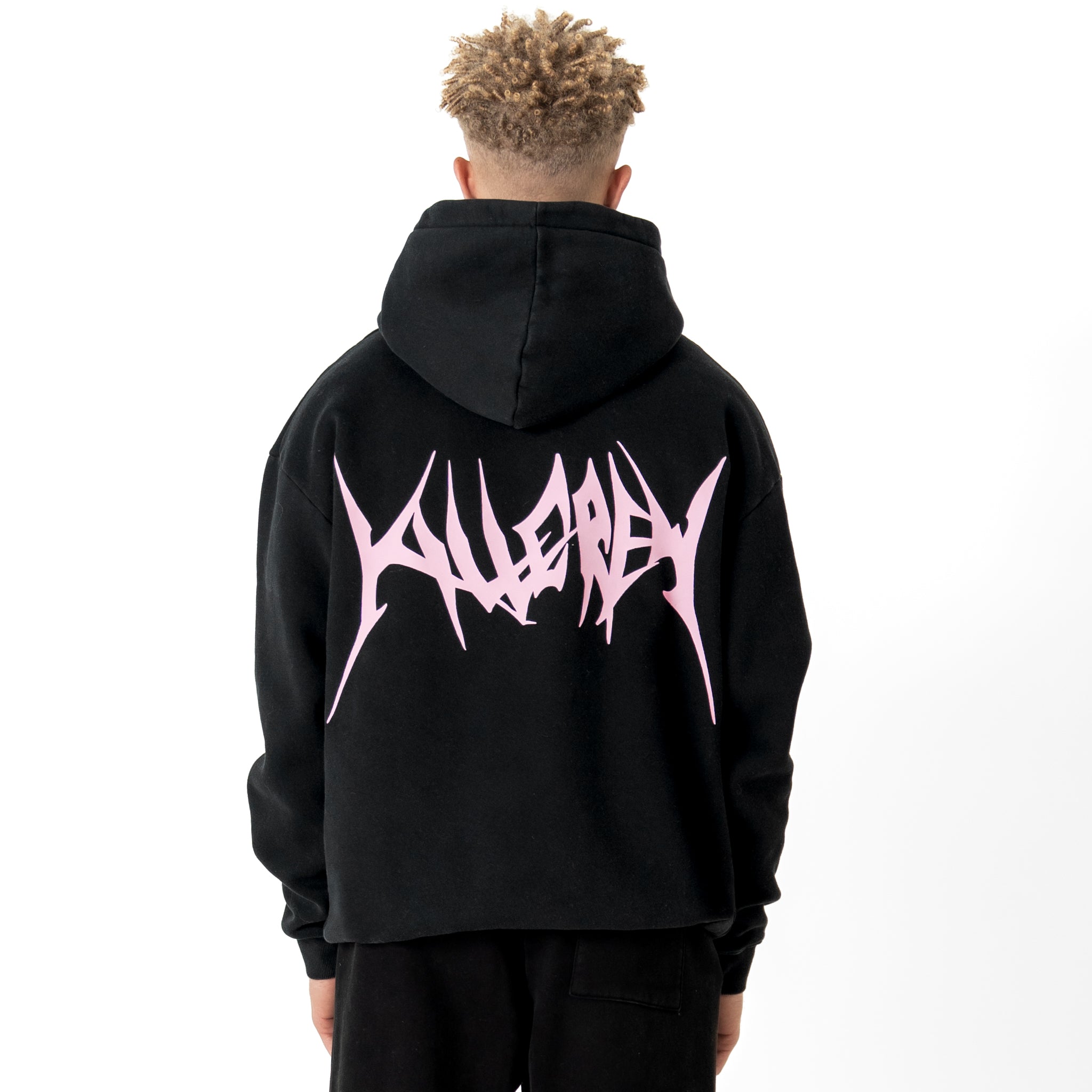 OVERSIZED LUX "COMFORT ZONE" HOODIE - BLACK / PINK
