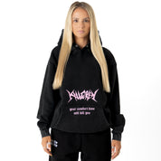 OVERSIZED LUX "COMFORT ZONE" HOODIE - BLACK / PINK