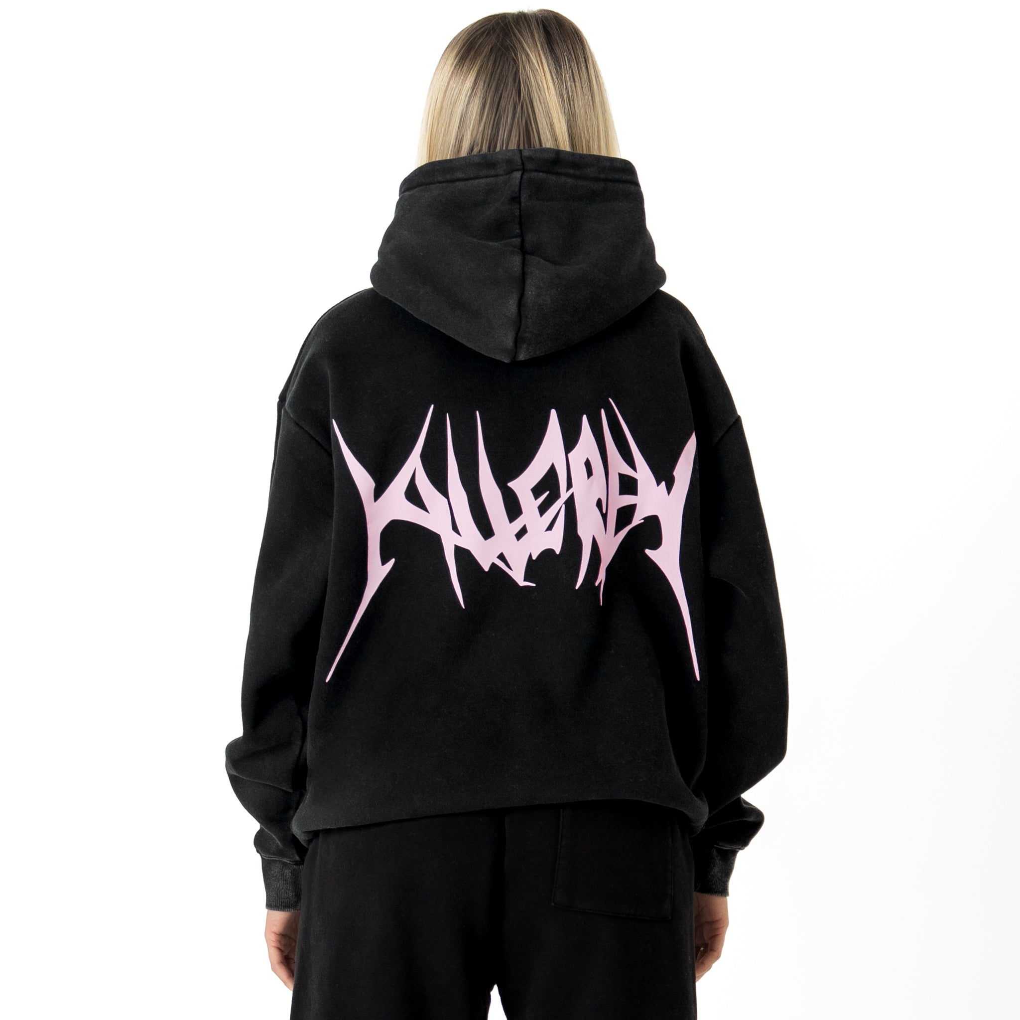OVERSIZED LUX "COMFORT ZONE" HOODIE - BLACK / PINK