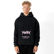 OVERSIZED LUX "COMFORT ZONE" HOODIE - BLACK / PINK