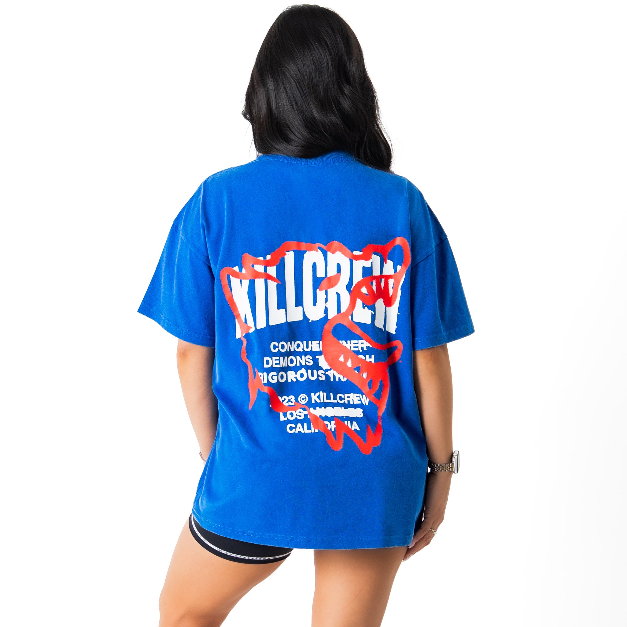 RELAXED FIT LUX CONQUER INNER DEMONS T-SHIRT - BLUE / RED