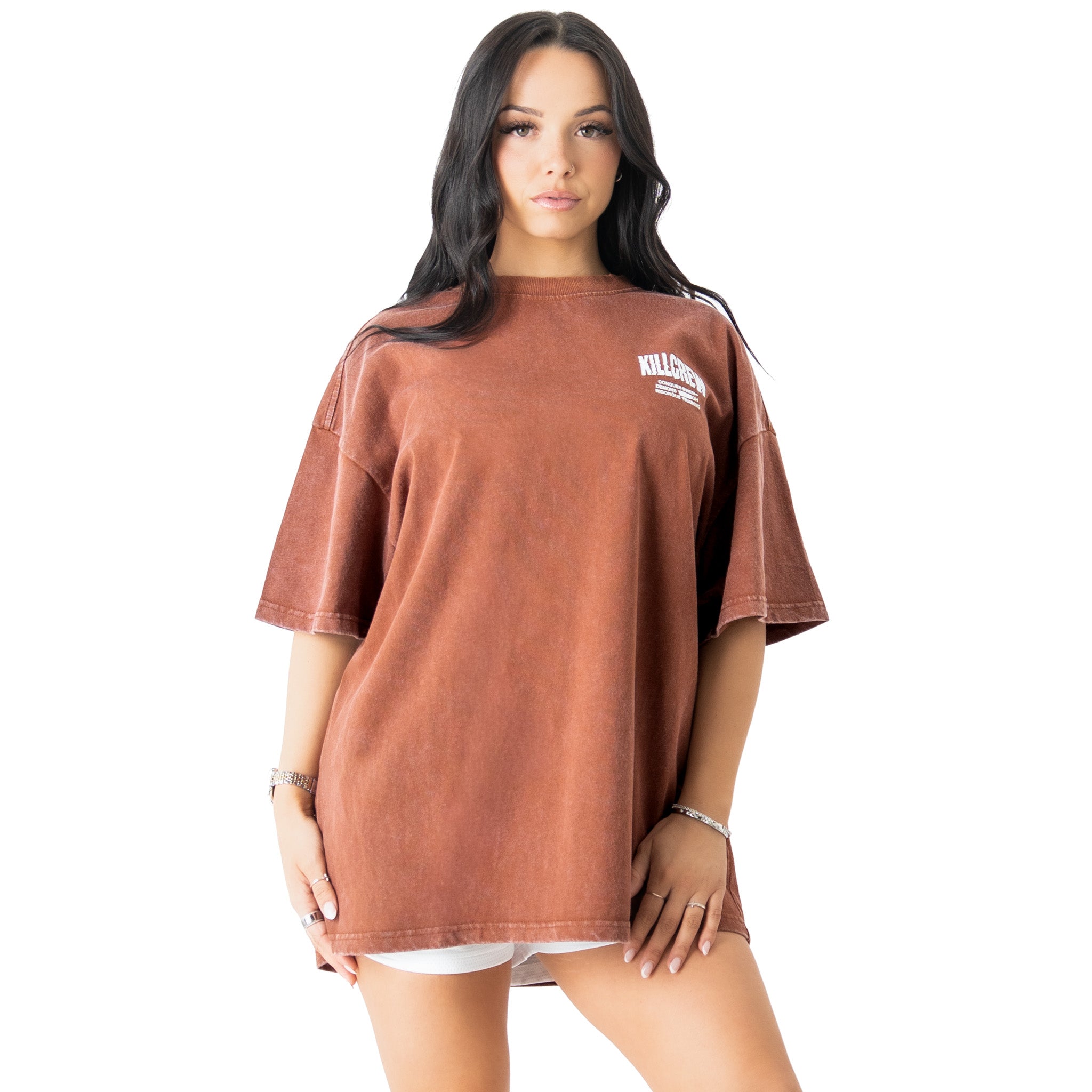 RELAXED FIT LUX CONQUER INNER DEMONS T-SHIRT - BROWN / RED