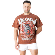 OVERSIZED DEMONS TOUR T-SHIRT - BROWN / RED