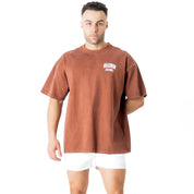 RELAXED FIT LUX CONQUER INNER DEMONS T-SHIRT - BROWN / RED
