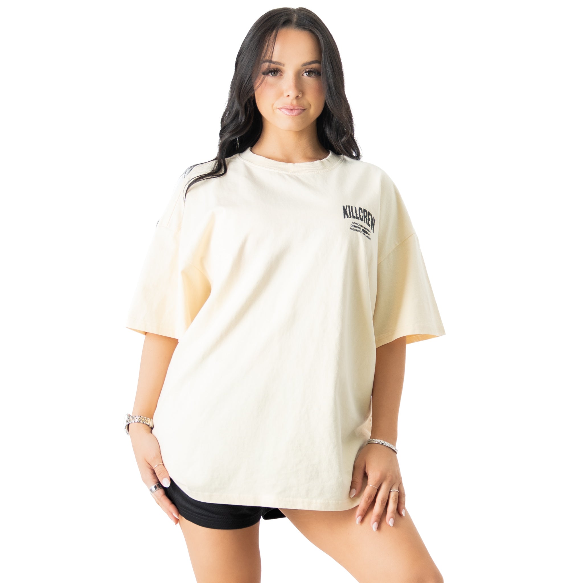 RELAXED FIT LUX CONQUER INNER DEMONS T-SHIRT - CREAM / RED