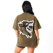 RELAXED FIT LUX CONQUER INNER DEMONS T-SHIRT - GREEN / WHITE