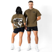 RELAXED FIT LUX CONQUER INNER DEMONS T-SHIRT - GREEN / WHITE