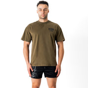 RELAXED FIT LUX CONQUER INNER DEMONS T-SHIRT - GREEN / WHITE