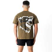 RELAXED FIT LUX CONQUER INNER DEMONS T-SHIRT - GREEN / WHITE