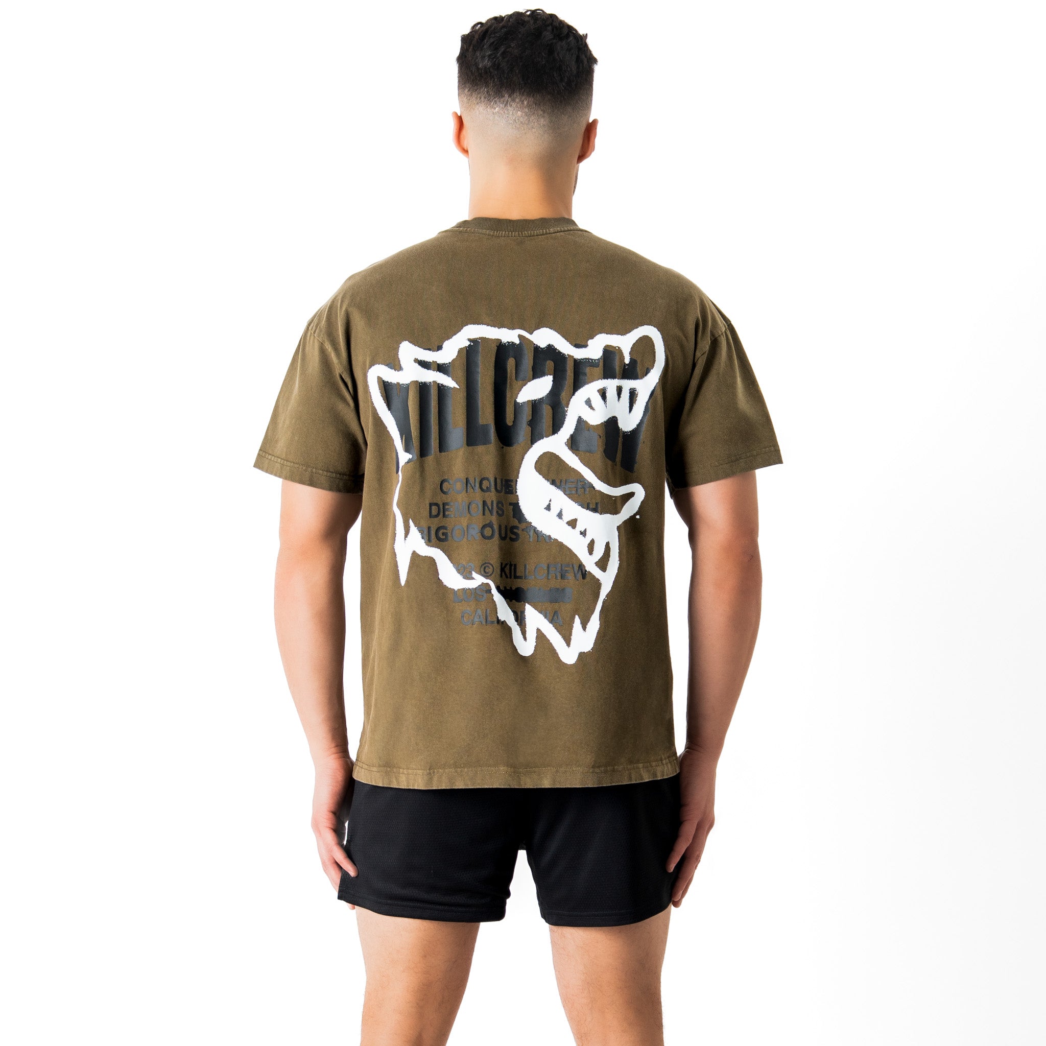 RELAXED FIT LUX CONQUER INNER DEMONS T-SHIRT - GREEN / WHITE