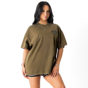 RELAXED FIT LUX CONQUER INNER DEMONS T-SHIRT - GREEN / WHITE