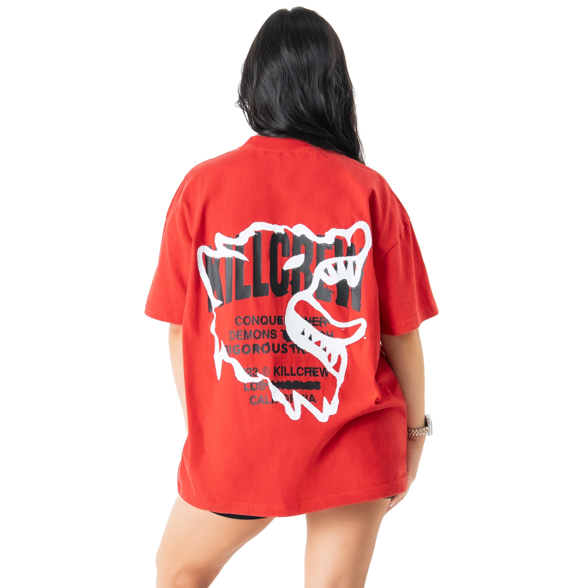 RELAXED FIT LUX CONQUER INNER DEMONS T-SHIRT - RED / WHITE