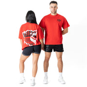 RELAXED FIT LUX CONQUER INNER DEMONS T-SHIRT - RED / WHITE