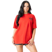 RELAXED FIT LUX CONQUER INNER DEMONS T-SHIRT - RED / WHITE