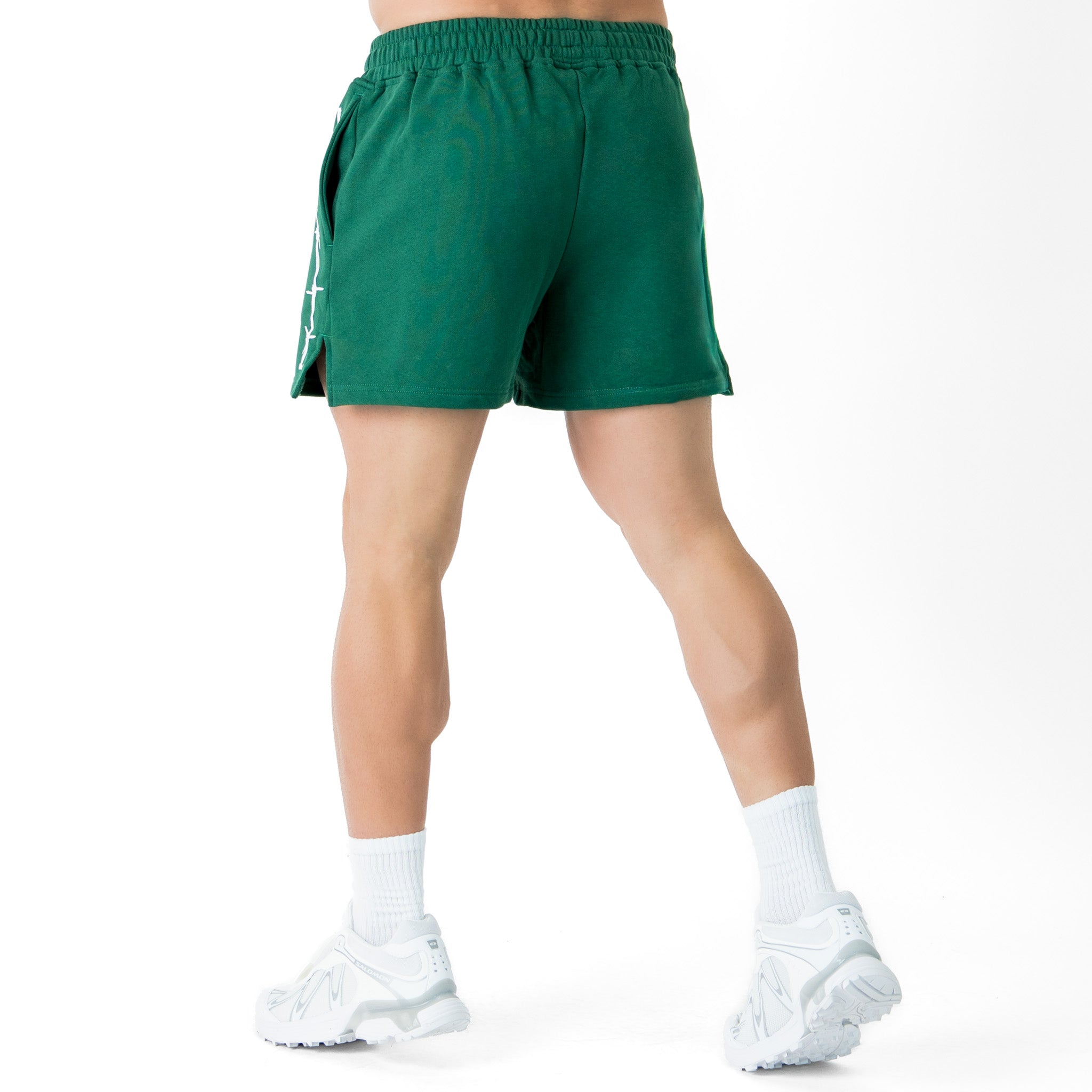 COTTON SHORTS (MID THIGH CUT) BARBWIRE - GREEN / WHITE