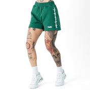 COTTON SHORTS (MID THIGH CUT) BARBWIRE - GREEN / WHITE