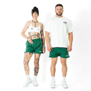 COTTON SHORTS (MID THIGH CUT) BARBWIRE - GREEN / WHITE