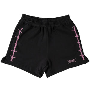 COTTON SHORTS (MID THIGH CUT) BARBWIRE - BLACK / PINK