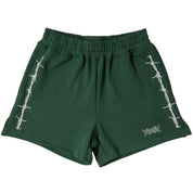 COTTON SHORTS (MID THIGH CUT) BARBWIRE - GREEN / WHITE