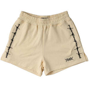 COTTON SHORTS (MID THIGH CUT) BARBWIRE - CREAM / BLACK