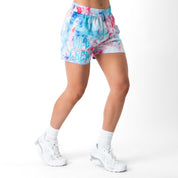 MUAY THAI SHORTS (MID THIGH CUT) TIE DYE - COTTON CANDY