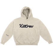 OVERSIZED LUX "SCRIPT" HOODIE - CREAM / BLACK