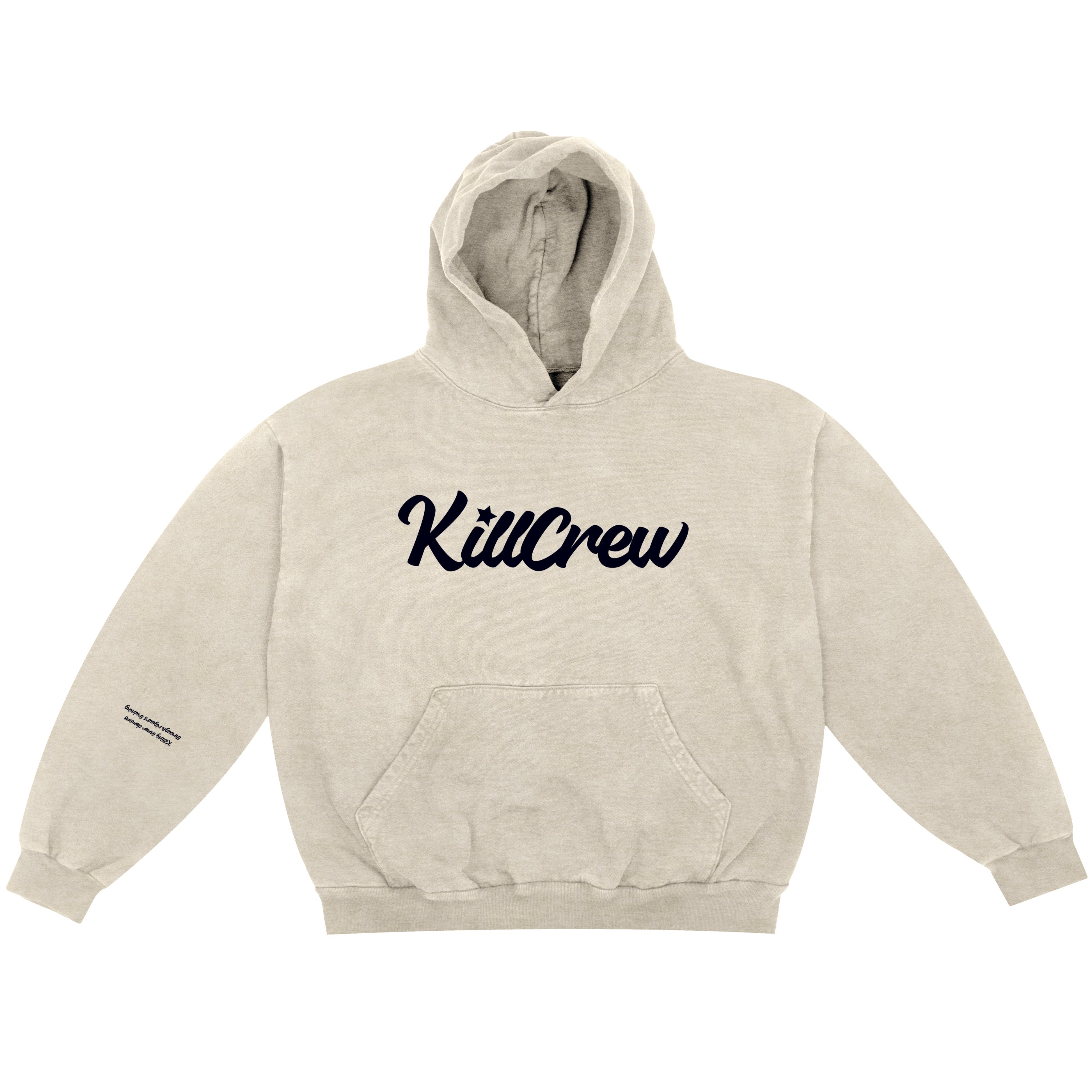 OVERSIZED LUX "SCRIPT" HOODIE - CREAM / BLACK