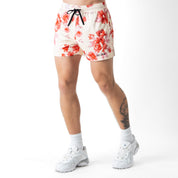 MUAY THAI SHORTS (MID THIGH CUT) FLORAL - CREAM