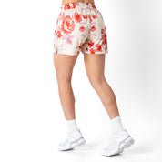 MUAY THAI SHORTS (MID THIGH CUT) FLORAL - CREAM