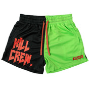 MUAY THAI SHORTS (MID THIGH CUT) 2 TONE - GREEN / BLACK