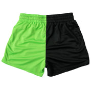 MUAY THAI SHORTS (MID THIGH CUT) 2 TONE - GREEN / BLACK