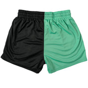 MUAY THAI SHORTS (MID THIGH CUT) 2 TONE - BLACK / GREEN